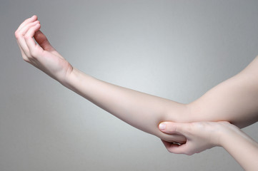 Woman with elbow pain