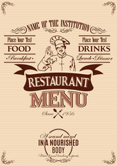 Obraz premium template for the cover of menu with chef