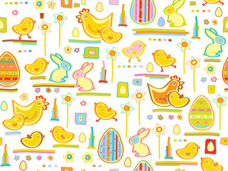 Vector cute seamless pattern, happy Easter.