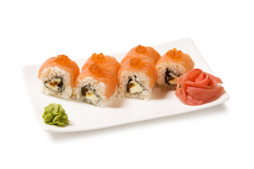 Salmon rolls caviar