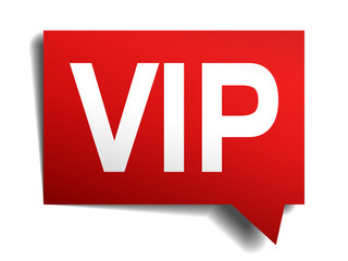 vip red red 3d realistic paper isolated speech bubble