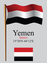 yemen wavy flag and coordinates