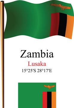zambia wavy flag and coordinates
