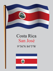 costa rica wavy flag and coordinates