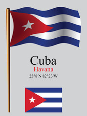 cuba wavy flag and coordinates