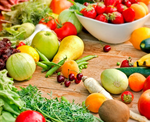 Fresh organic fruits and vegetables