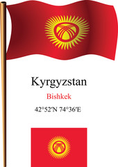 kyrgyzstan wavy flag and coordinates