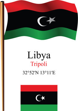 libya wavy flag and coordinates