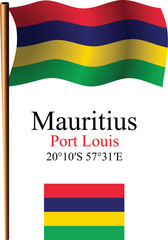 mauritius wavy flag and coordinates