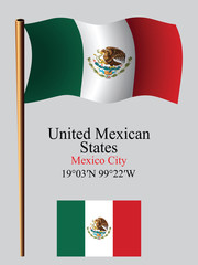 mexico wavy flag and coordinates