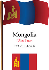 mongolia wavy flag and coordinates