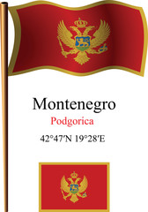 montenegro wavy flag and coordinates