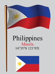 phillippines wavy flag and coordinates