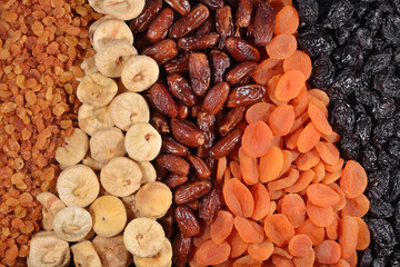 Various dried fruits background