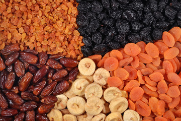 Various dried fruits background