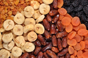Various dried fruits background