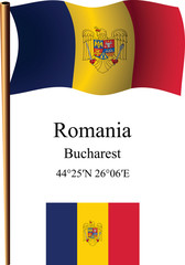 romania wavy flag and coordinates