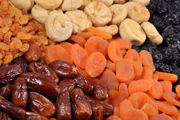 Various dried fruits background
