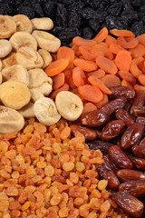 Various dried fruits background