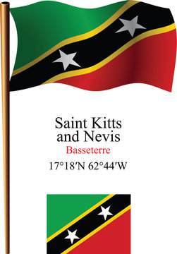 saint kitts and nevis wavy flag and coordinates