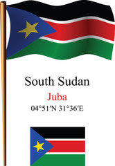 south sudan wavy flag and coordinates