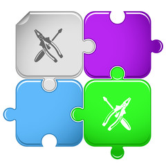 Screwdriver and combination pliers. Vector puzzle.