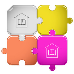 Library. Vector puzzle.