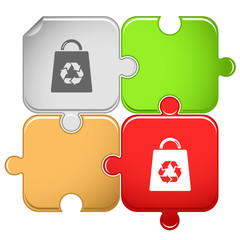 Bag with recycle symbol. Vector puzzle.