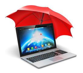 Notebook and umbrella