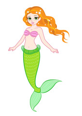 Little mermaid with red hair