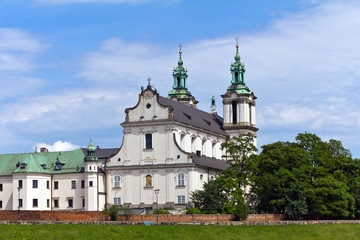 view on skalka church  in cracow in  poland