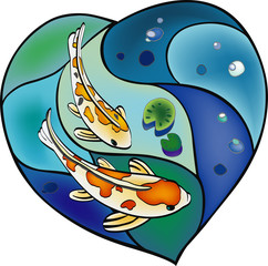 Obraz premium Carp pond in the shape of heart