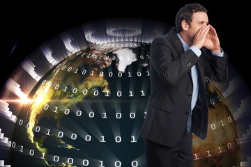 Composite image of shouting businessman