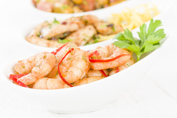 Gambas Pil Pil - Sizzling prawns with chili and garlic. Tapas!