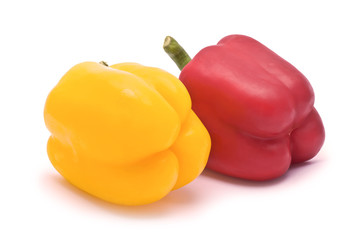 Red and Yellow Bellpeppers isolated on white