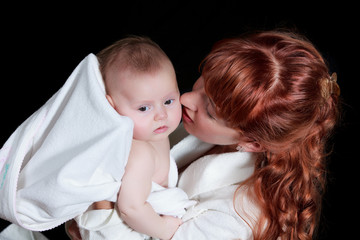 picture of happy mother with baby