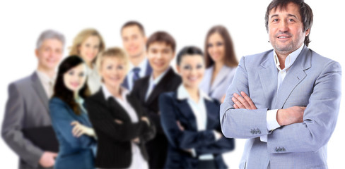 Fototapeta premium biznesmen i jego zespół na białym tle