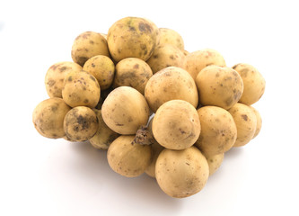 Lansium domesticum on white background
