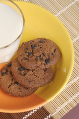Chocolate chip cookies and milk
