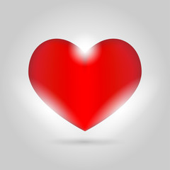 Glowing Isolated heart on gray background.