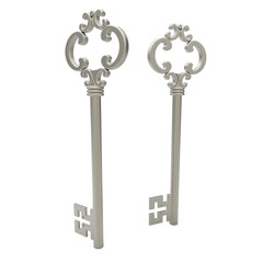 3d vintage silver key