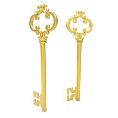 3d vintage golden key