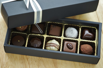 Chocolate candy in the box