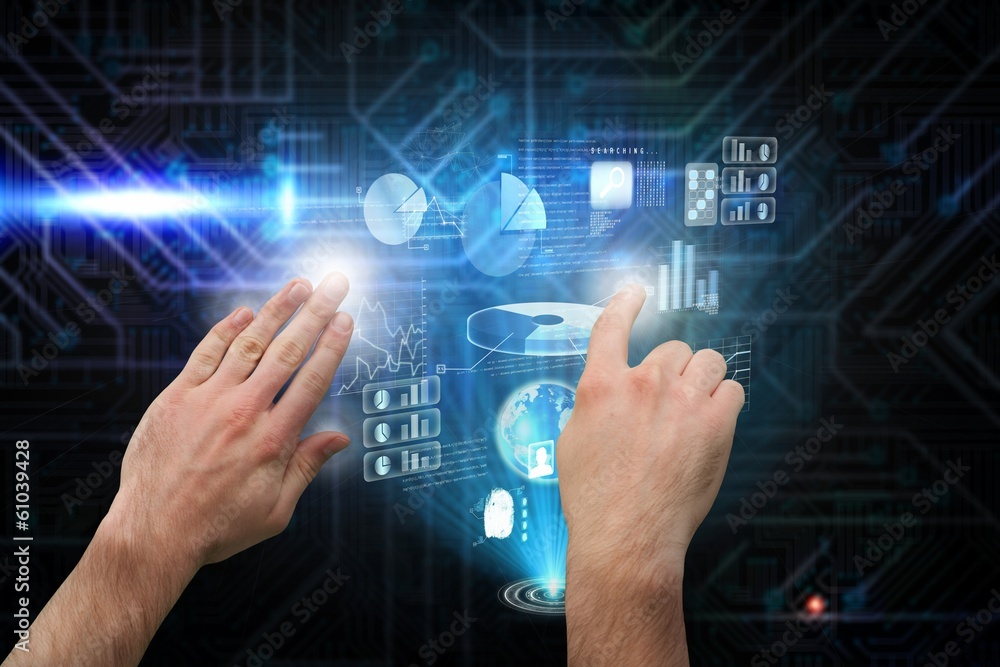 Aufkleber Composite image of hands pointing and presenting