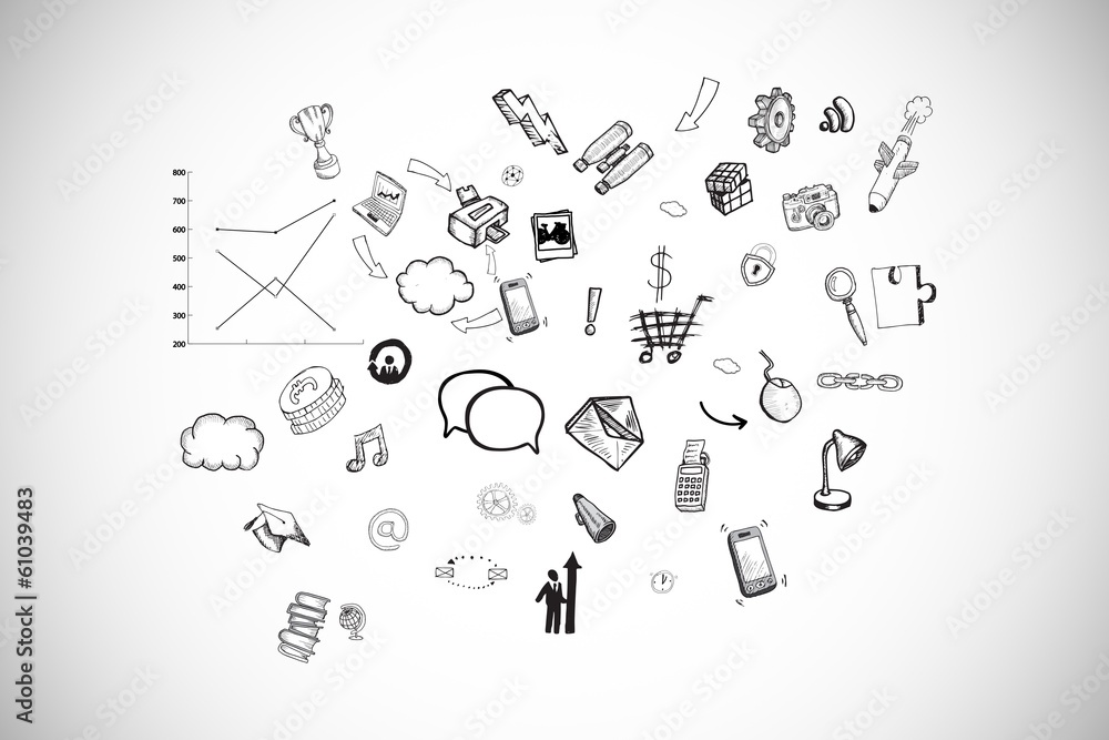 Poster Composite image of computer application doodles