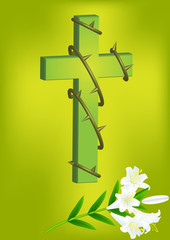christian cross and white lily  3
