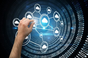 Composite image of hand presenting