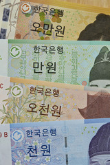 Fototapeta na wymiar Korean won currency bills