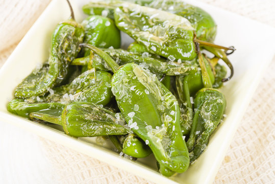 Padron Peppers - Fried green peppers with sea salt. Tapas!