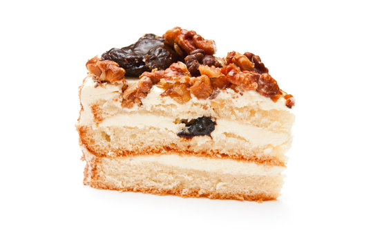 cake with prunes and walnuts and butter cream